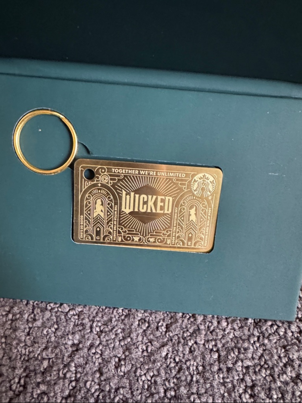 Wicked Starbucks Gold collector Gift Card keychain